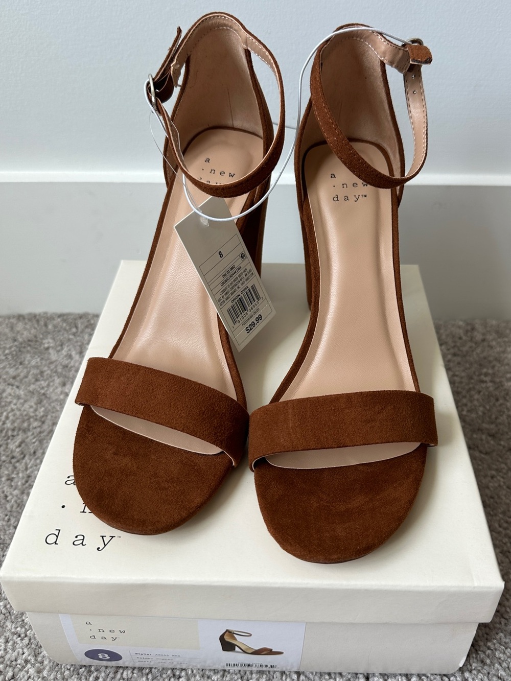 A New Day Women's Ankle Strap Block Heel Sandal - Cognac - Picture 5 of 13